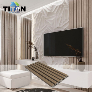 Panel <span class=keywords><strong>de</strong></span> TV <span class=keywords><strong>de</strong></span> Madera con Revestimiento <span class=keywords><strong>de</strong></span> PVC WPC, Panel <span class=keywords><strong>de</strong></span> Pared Acanalado para Interiores - Product Image 1