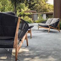 Ensemble de canapé en rotin tressé pour l'extérieur, style nordique, avec table basse et fauteuil individuel, caractéristiques amovibles/remplaçables
