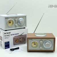 Eletree NS-808BT Enceinte Bluetooth portable rétro avec radio AM FM SW 3 bandes, chargeur DC et horloge à quartz