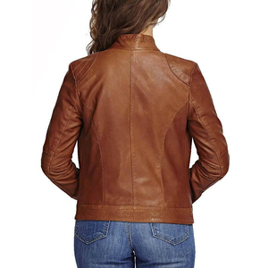 Nouvelle veste en cuir protéiné coupe-vent, veste de moto rétro à manches longues, veste en cuir courte pour femmes - Product Image 2