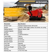 Carriola Elettrica a 4 Ruote/Cingoli con Motore a Batteria, Capacità di Carico 500kg, Approvata CE, Mini Dumper Elettrico per Cantiere