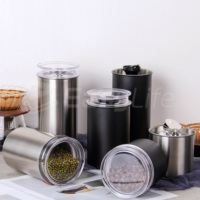 Pot de conservation alimentaire hermétique en acier inoxydable avec couvercle en plastique anti-poussière, grande capacité, résistant à l'humidité pour aliments secs et thé