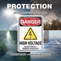 Panneaux d'avertissement de danger haute tension 7x10 en aluminium, risque de choc électrique pour usage intérieur/extérieur