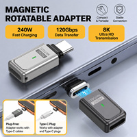 Adaptor Magnetik USB-C 240W 8k 60hz 120gbps USB4.0 Tipe C ke Tipe-C Pengisi Daya & Konverter Data untuk Ponsel & Laptop