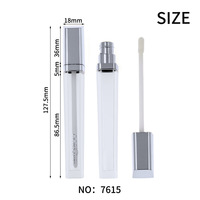 Irisé bleu carré Tube brillant à lèvres 7ml brillant conteneur Transparent brillant à lèvres baguette Tubes pour cosmétiques