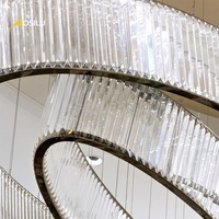 Lustre en cristal haut de gamme moderne avec anneau de luxe pour salon, restaurant, hall d'entrée, exposition