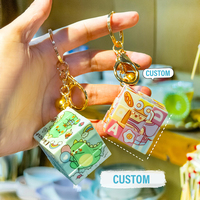 Porte-clés cube magique personnalisé, dessin animé créatif, cadeau anti-stress, pendentif pour sac à dos, ornement de porte-clés