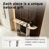 Ensemble de panneaux de table console en marbre naturel pour l'entrée de villa, la salle à manger, le salon – Meubles écologiques et durables en marbre