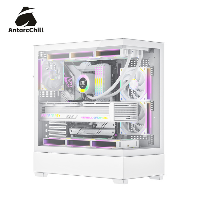 AntarcChill White E-ATX Gaming Case Panoramic Dual Chamber Top Bottom Separation Support 360 Radiator OEM