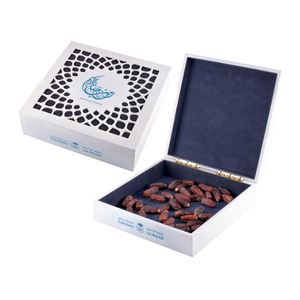 Boîte cadeau Ramadan Kareem en bois, rectangulaire, finition mate, blanche, découpée au laser, faite à la main, pour chocolats et dattes, saison Jeddah KSA - Product Image 2