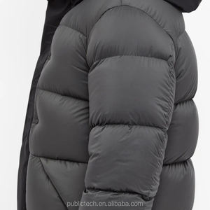 Doudoune Épaisse Personnalisée OEM 100 % Nylon Noire Vintage Imperméable Coupe-Vent à Capuche Zippée pour Homme - Product Image 5