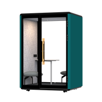 Cabine de bureau modulaire portable Comine moderne insonorisée avec cadre en alliage d'aluminium, éclairage LED et verre trempé de 6 mm pour centres commerciaux et hôtels
