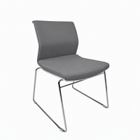 Chaise de conférence moderne en plastique PP monobloc avec dossier et assise recouverts de tissu, confortable et empilable