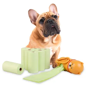 Sac de caca pour chien en plastique de haute qualité personnalisé 100% PLA écologique biodégradable pour déchets d'animaux de compagnie vente en gros