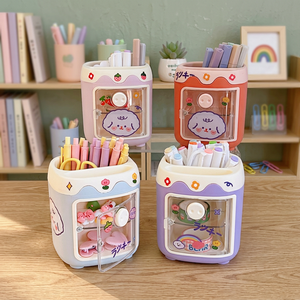 Wholesale Plastic Square <b>Pen</b> & Pencil Holder Calendar Storage <b>Box</b> for Desktop Office/Stationery - Product Image 3