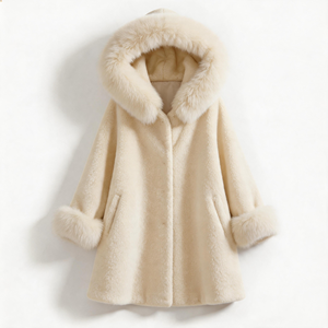 Manteau long en <span class=keywords><strong>polaire</strong></span> Teddy pour <span class=keywords><strong>femme</strong></span> grande taille, avec capuche et bordure en fausse fourrure, épais, chaud, élégant, chic, décontracté, vêtement d'extérieur d'hiver, parka - Product Image 1
