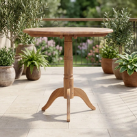 Table ronde d'extérieur en teck, design durable, finition naturelle pour patio et mobilier de jardin