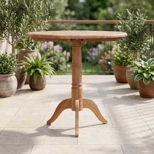 Mesa Redonda de Madera de Teca para Exteriores, Diseño Duradero con Acabado Natural para Muebles de Patio y Jardín - Product Image 1