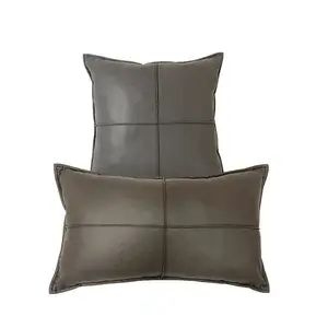 Capa de almofada quadrada retangular, capa para sofá de sala de estar, decoração de casa, capa de almofada, de couro pu