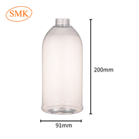 Bouteille en plastique PET transparente de 1000 ml avec pompe circulaire pour désinfectant pour les mains, savon liquide, nettoyant, emballage pour soins personnels, sérigraphie