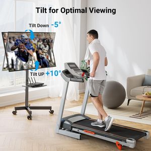 Chariot <span class=keywords><strong>TV</strong></span> mobile C1500 pour salle de sport à domicile, support <span class=keywords><strong>TV</strong></span> en acier pour écran plat de 32 à 70 pouces avec support réglable en hauteur sur roulettes et étagère - Product Image 1