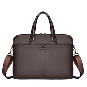 Maletín de hombro cruzado impermeable de PU de gran capacidad personalizado, maletín de negocios y ocio, bolsos de cuero para portátil para hombre, color marrón - Product Image 6