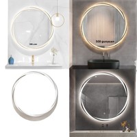 Miroir intelligent à LED de style français, rond, éclairé, pour salle de bain, miroir mural, miroir de maquillage, lumineux, pour hôtel, maison d'hôtes
