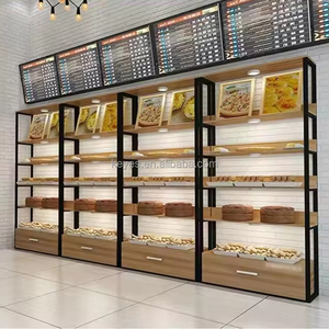 Espositore per pane in <span class=keywords><strong>legno</strong></span> e metallo in stile moderno mensola da forno per biscotti e pane espositore piano pane scaffali espositivi per pane - Product Image 3