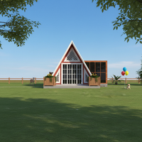 A-Frame alpin avec balcon, A-Frame en bord de lac avec quai, villa triangulaire en bord de plage avec structure en bois écologique, maison triangulaire
