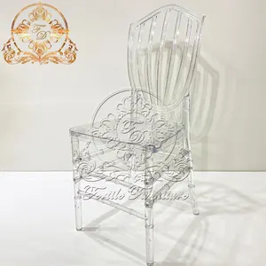 كراسي خارجية من Chiavari ذات تصميم شفاف من الراتنج الكريستالي الكراسي البلاستيكية للمناسبات