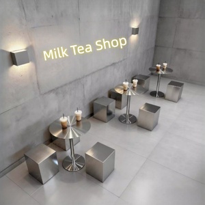 Mesa de Jantar de Restaurante em Aço Inoxidável com Design Moderno, Tampo Redondo e <span class=keywords><strong>Base</strong></span> - Product Image 6
