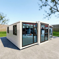 Maison conteneur pliable et extensible de 30 pieds, villa préfabriquée avec un design mural en verre moderne, pour gagner de la place