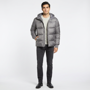 Luxury Men's Canvas Puffer Jacket for Winter High Quality Customizable Design Breathable Quick Dry Zipper Closure Front - Product Image 1