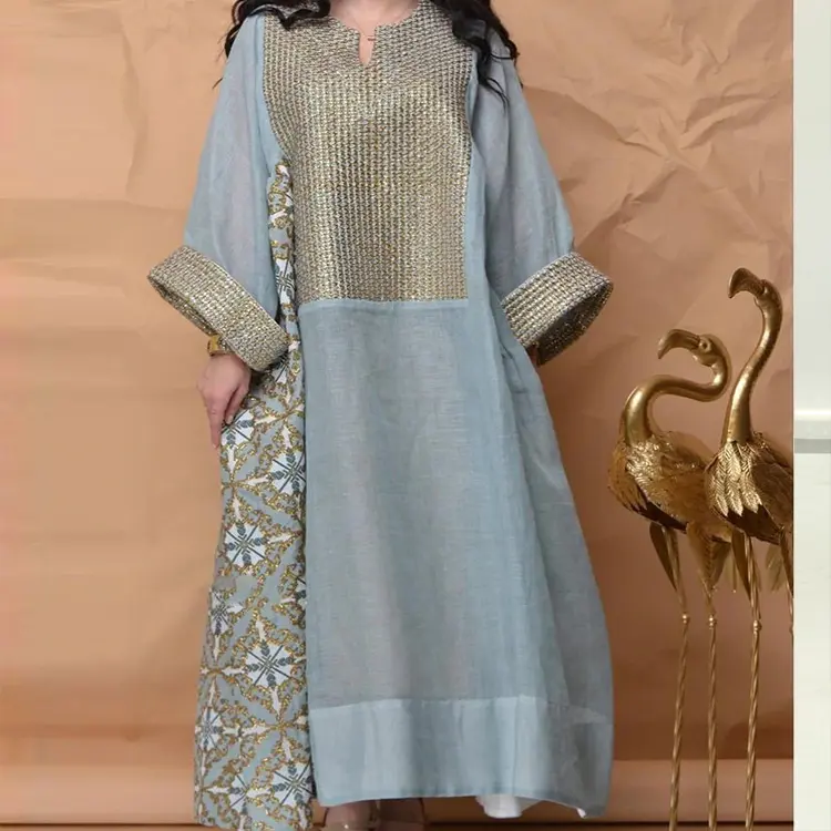 Đầm Đạo Hồi Trung Đông Cho Nữ ĐầM Dạ HộI In Họa Tiết Đầm Maxi Dài Tay Cho Nữ Abaya Dubai