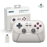 8BitDo Pro 3 Controlador blanco Switch PC IOS SteamOS Android ABXY Botones 3 colores Gamepad con cable con base de carga
