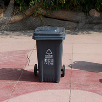 Poubelle publique moderne en HDPE robuste, grise, pour le recyclage en extérieur, avec couvercles, poubelle en plastique pour la rue et la communauté