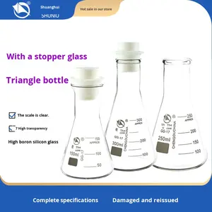 ขวดแก้วบอโรซิลิเกตทรงกรวย250มล. 500มล. พร้อมฝาขวดแบน - Product Image 4