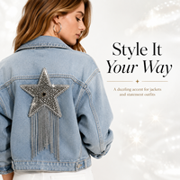 Patch étoile en strass à franges, applique thermocollante à pampilles en cristal argenté pour vestes et sacs - Décoration de mode DIY, échantillon disponible en 7 jours
