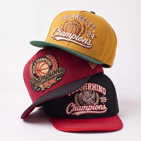 Gorra de Campeonato Personalizada de Fábrica, 100% Algodón, Visera Plana, Bordado 3D, LOS ANGELES RHINO, Corona de Laurel, Venta al Por Mayor