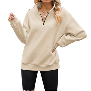 Sudadera con capucha de media cremallera extragrande para mujer, estilo casual de verano, a la moda 2023, forrada, ecológica y transpirable - Product Image 1