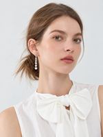 KAVNAR Boucles d'oreilles perle zircon linéaires laiton plaqué or blanc élégantes mariage