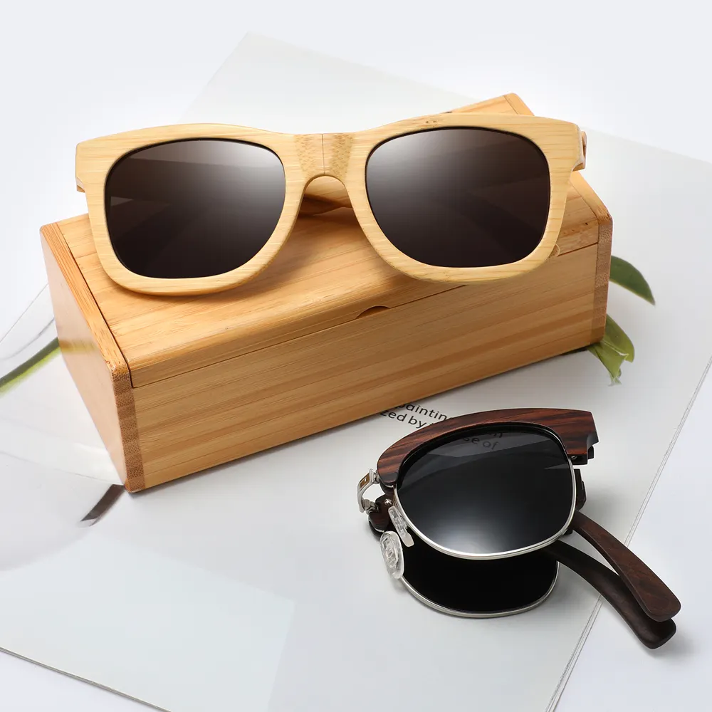 CONCHEN 2023 de alta calidad 2022 nuevo gafas Retro caliente espejo gafas de sol de madera de logotipo personalizado polarizado de madera gafas de sol de bambú, gafas