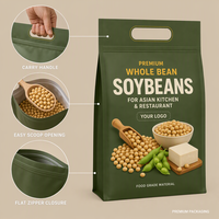 Sacs en soja personnalisés imprimés, qualité alimentaire, refermables, pour l'emballage des fèves entières, pour la cuisine asiatique, les restaurants, vente en gros