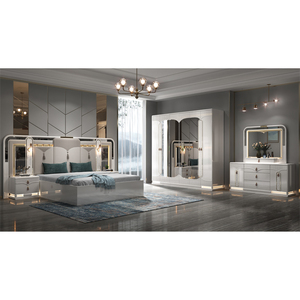Set <span class=keywords><strong>Completo</strong></span> di Arredamento per Camera da Letto di Lusso Reale King Size, Letto Matrimoniale, Mobile Contenitore, Telaio in Legno con LED, Moderno - Product Image 2