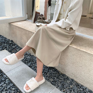 Nouvelle mode de jupes longues <span class=keywords><strong>en</strong></span> <span class=keywords><strong>cuir</strong></span> véritable noir taille haute grande taille pour femmes - Product Image 4