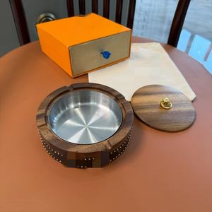 Smokeless Walnut Wood <b>Ashtray</b> Round American Style Large Size for Home Dining Room and Restaurant - Product Image 3