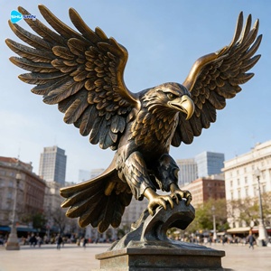 Бронзовая металлическая скульптура орла для уличного декора, изысканная металлическая статуя орла в натуральную величину, бронзовый сокол - Product Image 3