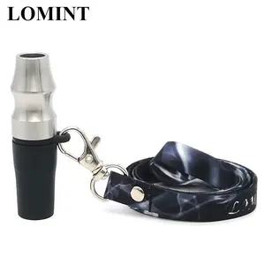 Lomint Hoge Kwaliteit Roestvrij Staal Of Aluminium Legering Waterpijp Mondstukken Met Conische Siliconen En Aanpasbare Lanyard LM-M046