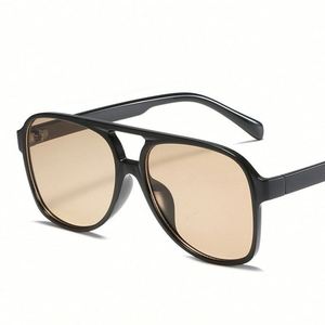Lunettes de soleil carrées surdimensionnées vintage rétro noires et jaunes avec logo personnalisé pour hommes et femmes - Product Image 4
