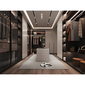 Dressing moderne de luxe sur mesure avec cadre métallique, portes en <span class=keywords><strong>bois</strong></span> et en verre, rangement du sol au plafond - Product Image 2